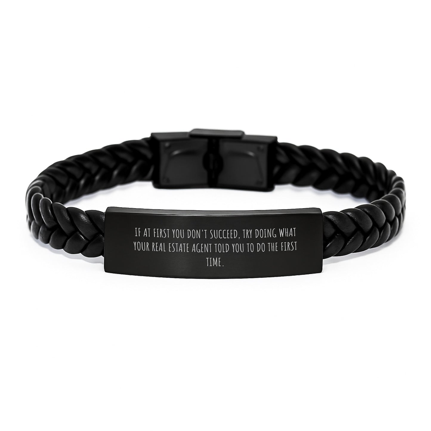 Funny Real Estate Agent Gifts for Men - Interlaced Leather Bracelet with Inspirational Quote - Gifts from Husband to Real Estate Agent Friend Christmas Unique Presents - Image 1