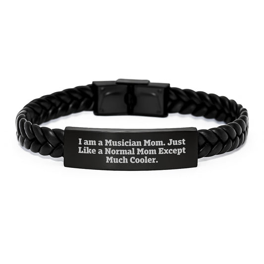 Funny Musician Gifts from Friends, Women Gifts for Musician Mom Interlaced Leather Bracelet, Unique Christmas Unique Gifts - Image 1