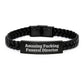 Funny Funeral Director Gifts for Men, Interlaced Leather Bracelet with Stainless Steel, Gifts from Friends - Amazing Funny Quote, Christmas Unique Accessories - Image 1