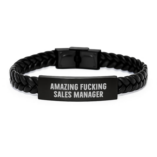 Christmas Unique Gifts for Sales Manager - Funny Interlaced Leather Bracelet - Image 1