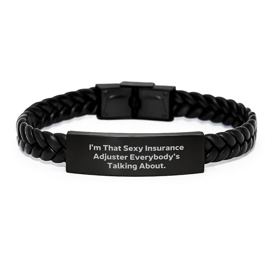 Sexy Insurance Adjuster Gifts for Men, Funny Christmas Unique Gifts from Friends, Interlaced Leather Bracelet for Insurance Adjuster with Stainless Steel and PU Leather - Image 1