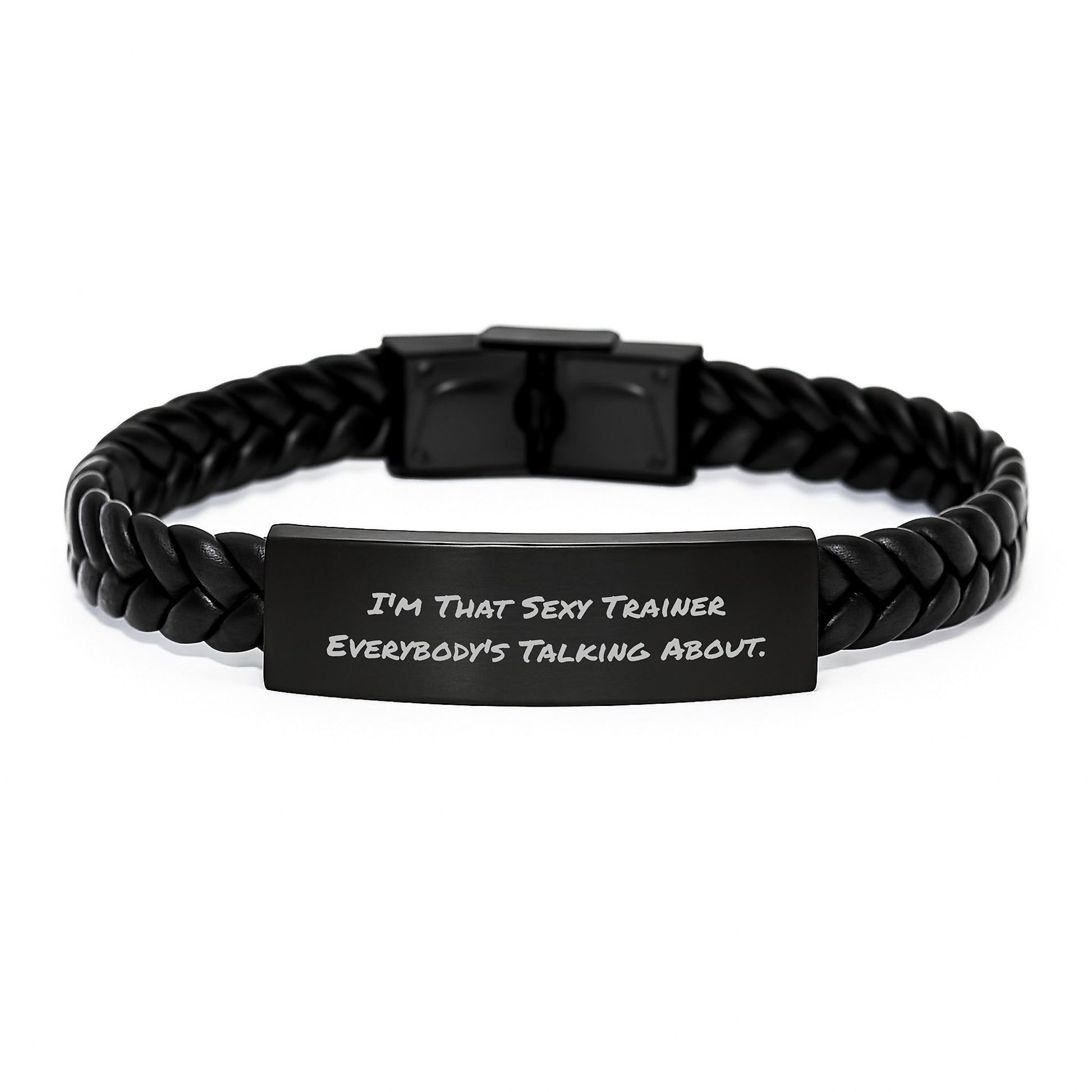 Sexy Trainer Gifts from Men to Friends, Funny Inspirational Interlaced Leather Bracelet, Christmas Unique Presents for Trainers - Image 1