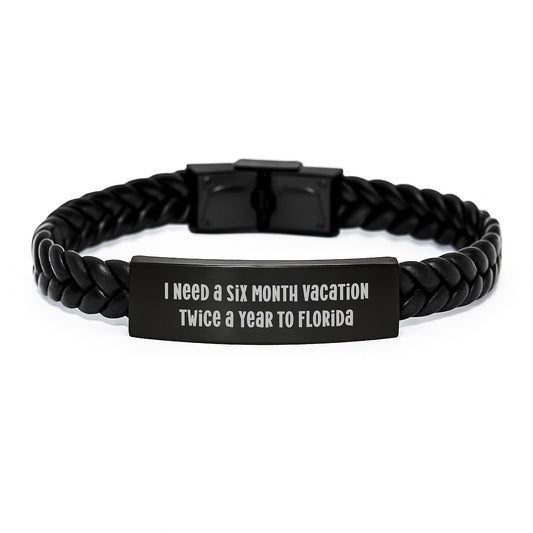 Funny Florida Gifts, Unique Interlaced Leather Bracelet, Christmas Unique Gifts for Men Women from Florida Enthusiasts - Image 1