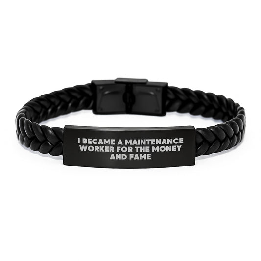 Maintenance Worker Gifts, Funny Inspirational Quote Interlaced Leather Bracelet Gifts from Men to Maintenance Worker, Unique Graduation Gifts - Image 1