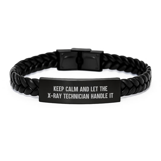 X-Ray Technician Gifts, Funny Quote Interlaced Leather Bracelet, Gifts from Coworkers for X-Ray Technician Graduation, Durable Stainless Steel and PU Leather Combination - Image 1