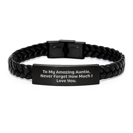 Auntie Gifts from Us, To My Amazing Auntie, Interlaced Leather Graduation Wishes, Interlaced Leather Gift for Auntie, Gifts for Auntie from Men - Image 1