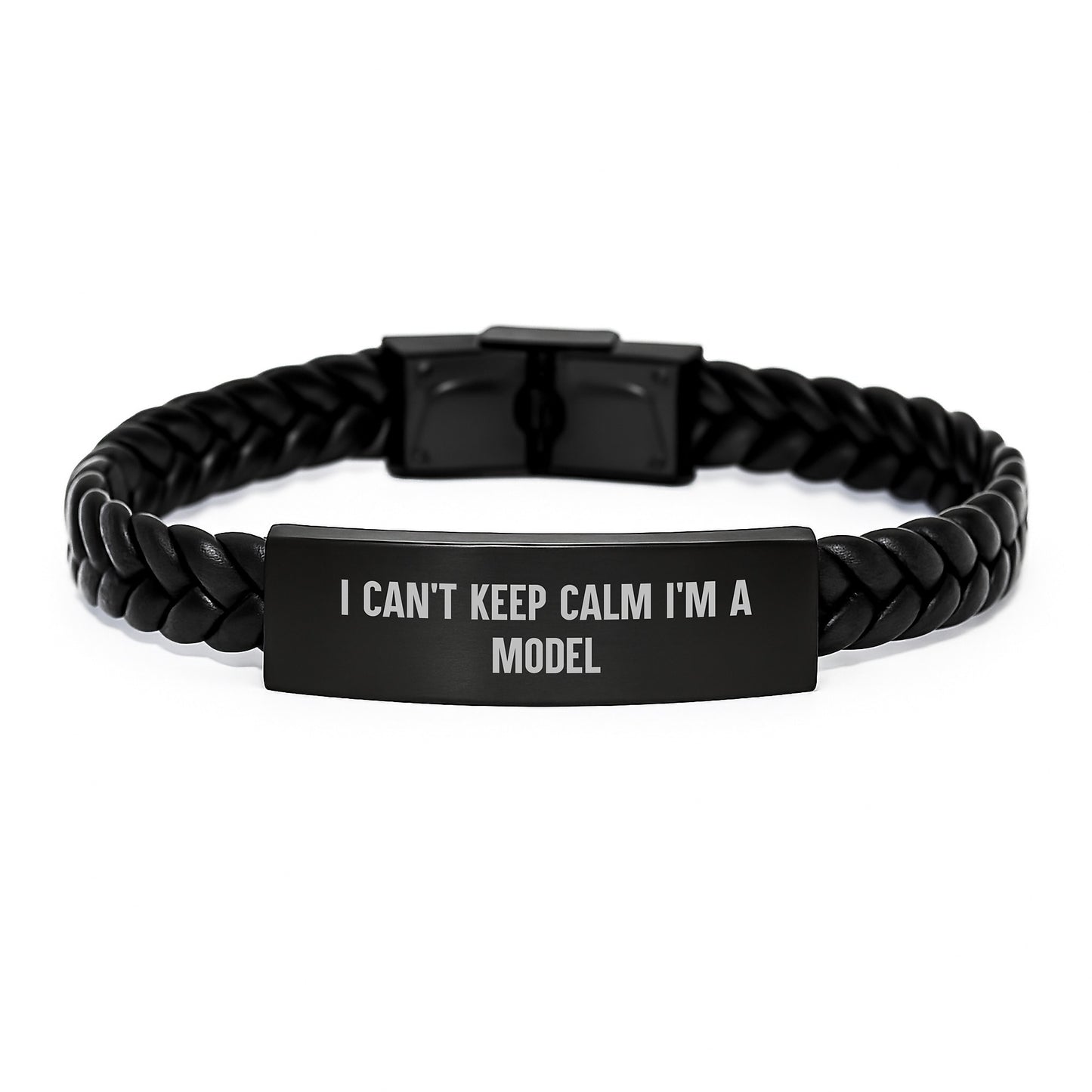 Funny Model Gifts, Interlaced Leather Bracelets, I Can't Keep Calm I'm A Model Style, Christmas Unique Gifts from Friends to Model - Image 1