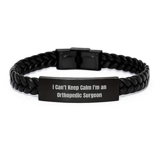 Funny Orthopedic Surgeon Gifts from Friends - I Can't Keep Calm I'm An Orthopedic Surgeon Interlaced Leather Bracelet for Men Christmas Unique Gifts - Image 1