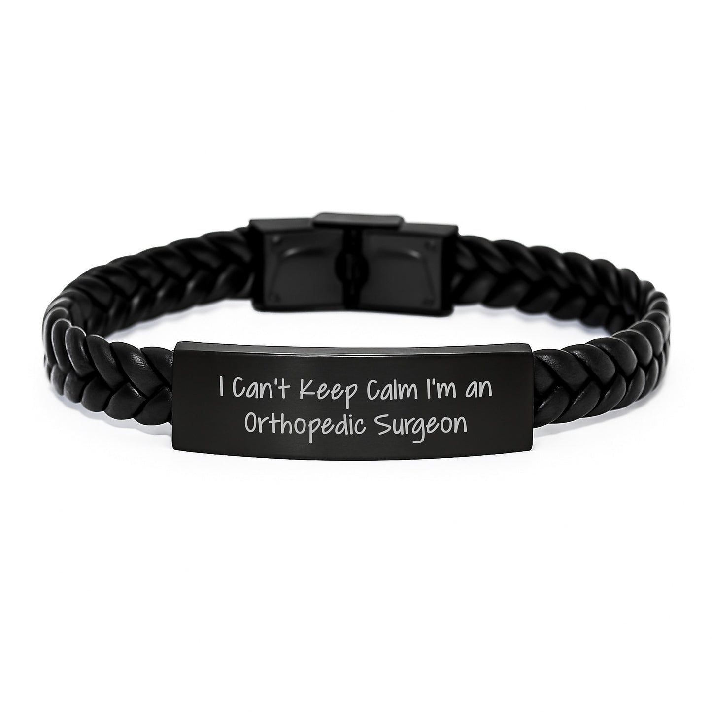 Funny Orthopedic Surgeon Gifts for Men - I Can't Keep Calm I'm An Orthopedic Surgeon Interlaced Leather Bracelet for Christmas Unique Presents - Image 1