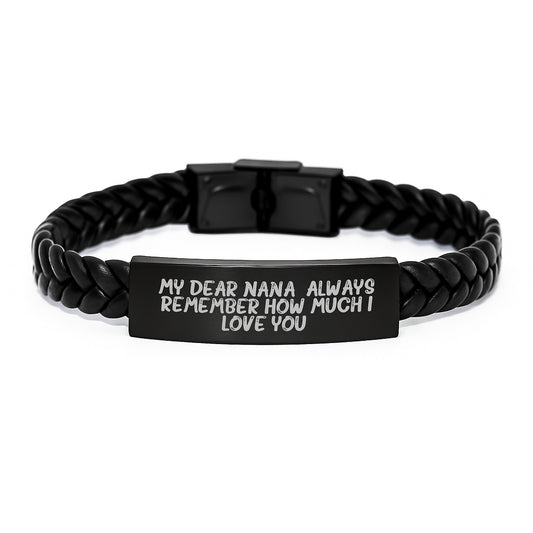 Funny Nana Gifts Interlaced Leather Bracelet, Gifts from Men to Nana, Gifts for Nana, Always Remember How Much I Love You Christmas Unique Gifts - Image 1