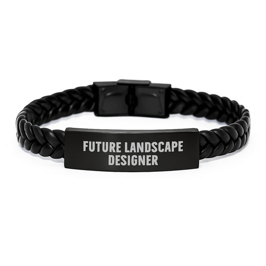 Funny Future Landscape Designer Gifts from Men - Unique Interlaced Leather Bracelet for Men, Christmas Unique Gifts for Landscape Designer, Funny Quote - Image 1