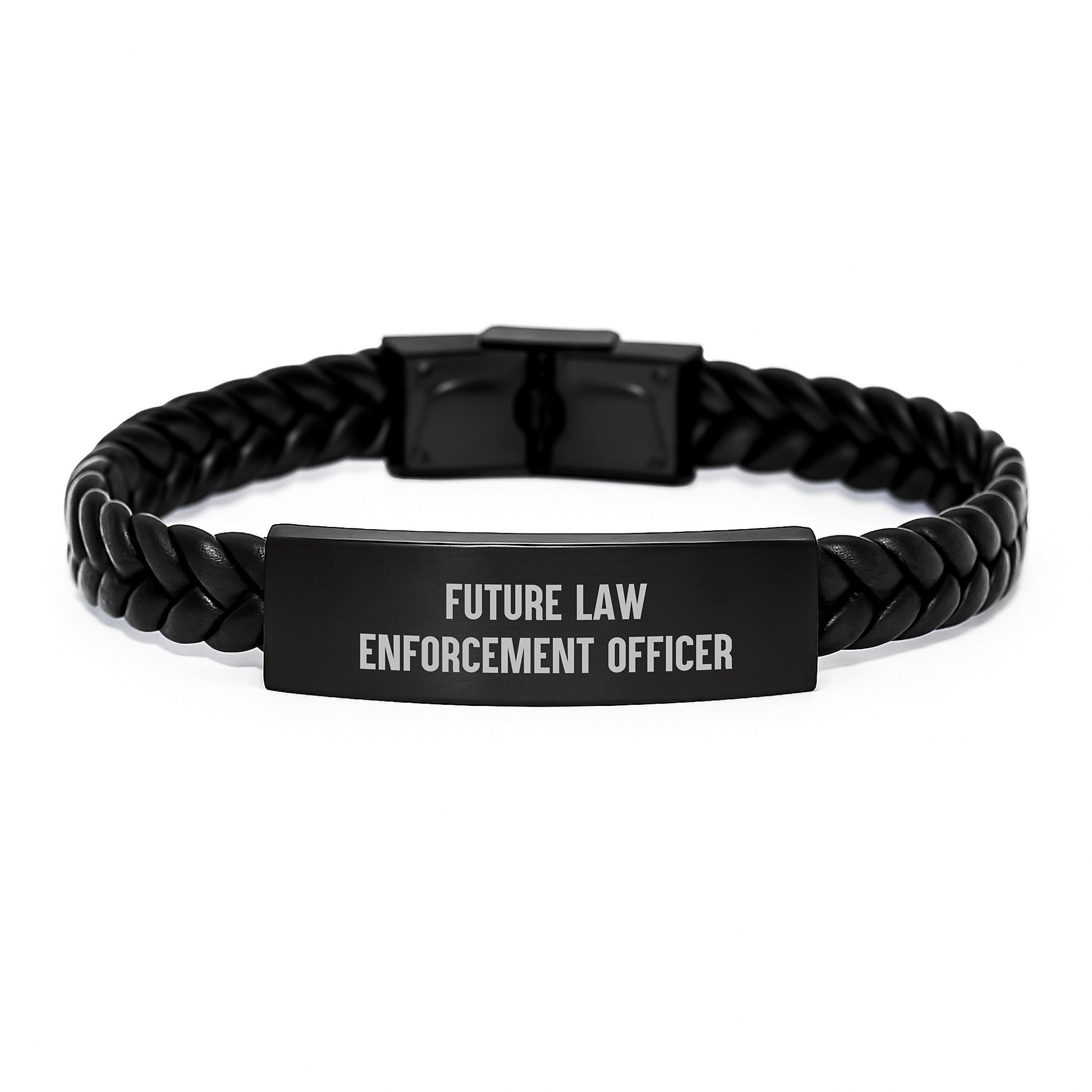 Funny Law Enforcement Officer Gifts from Men to Future Law Enforcement Officer, Interlaced Leather Bracelet with Christmas Unique Gifts for Law Enforcement Officer, Inspirational Quote - Image 1
