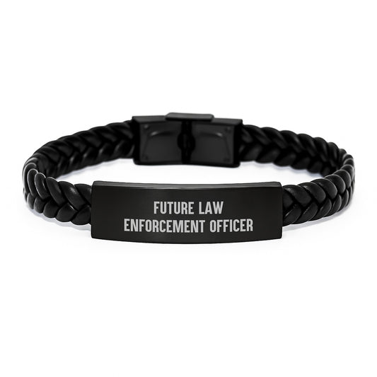 Funny Law Enforcement Officer Gifts from Men to Future Law Enforcement Officer, Interlaced Leather Bracelet with Christmas Unique Gifts for Law Enforcement Officer, Inspirational Quote - Image 1