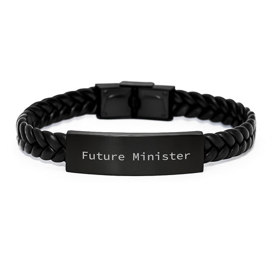 Funny Inspirational Future Minister Gifts from Men to Minister Interlaced Leather Bracelet for Graduation Unique Gifts - Image 1