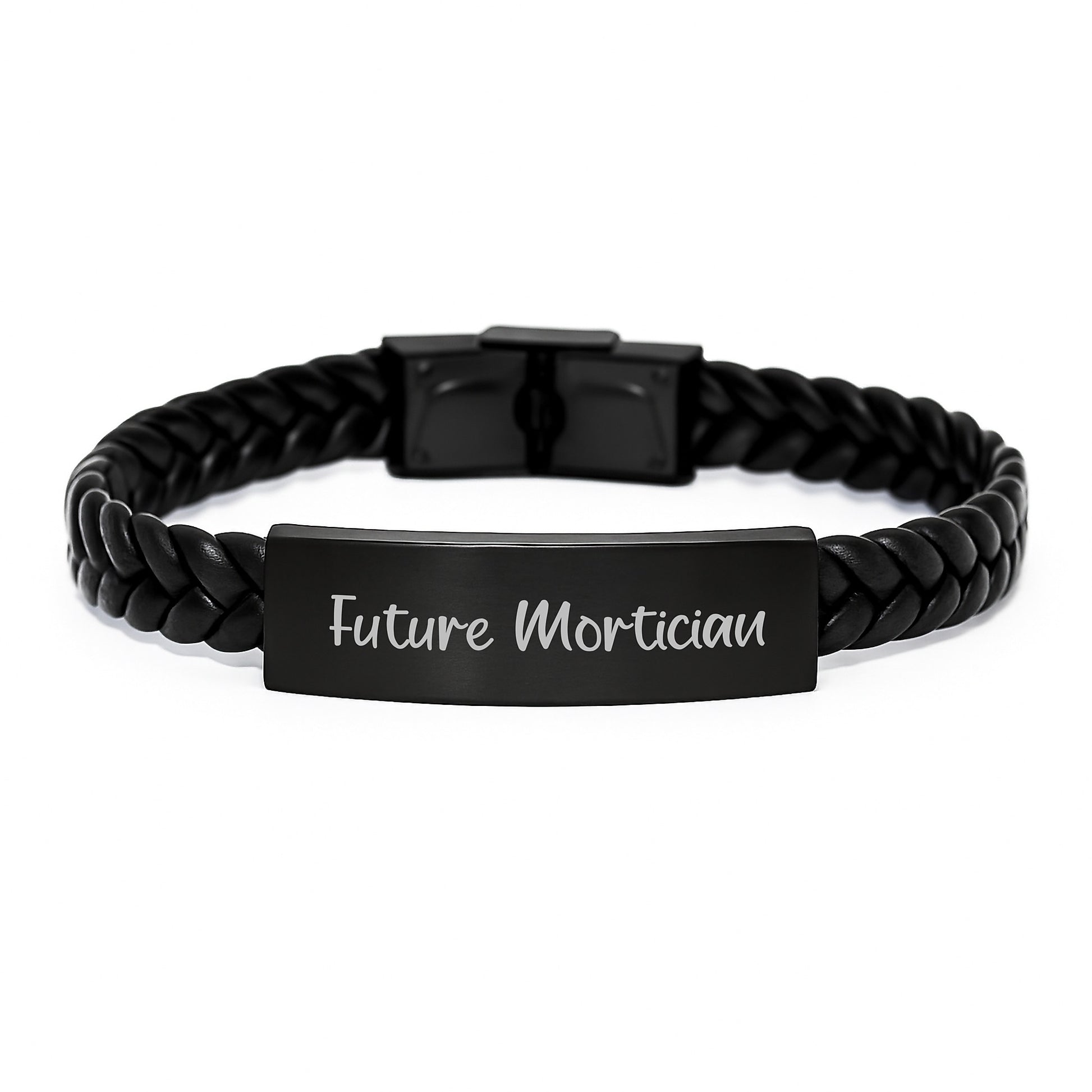 Mortician Gifts, Future Mortician Quote, Interlaced Leather Bracelet, Graduation Unique Gifts from Friends, Gifts for Mortician - Image 1