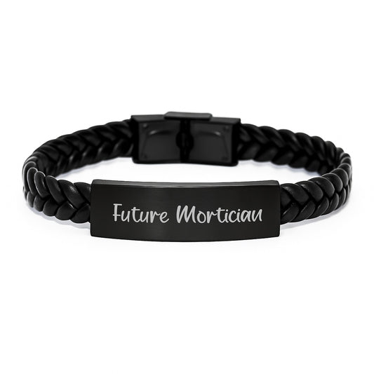 Mortician Gifts, Future Mortician Quote, Interlaced Leather Bracelet, Graduation Unique Gifts from Friends, Gifts for Mortician - Image 1
