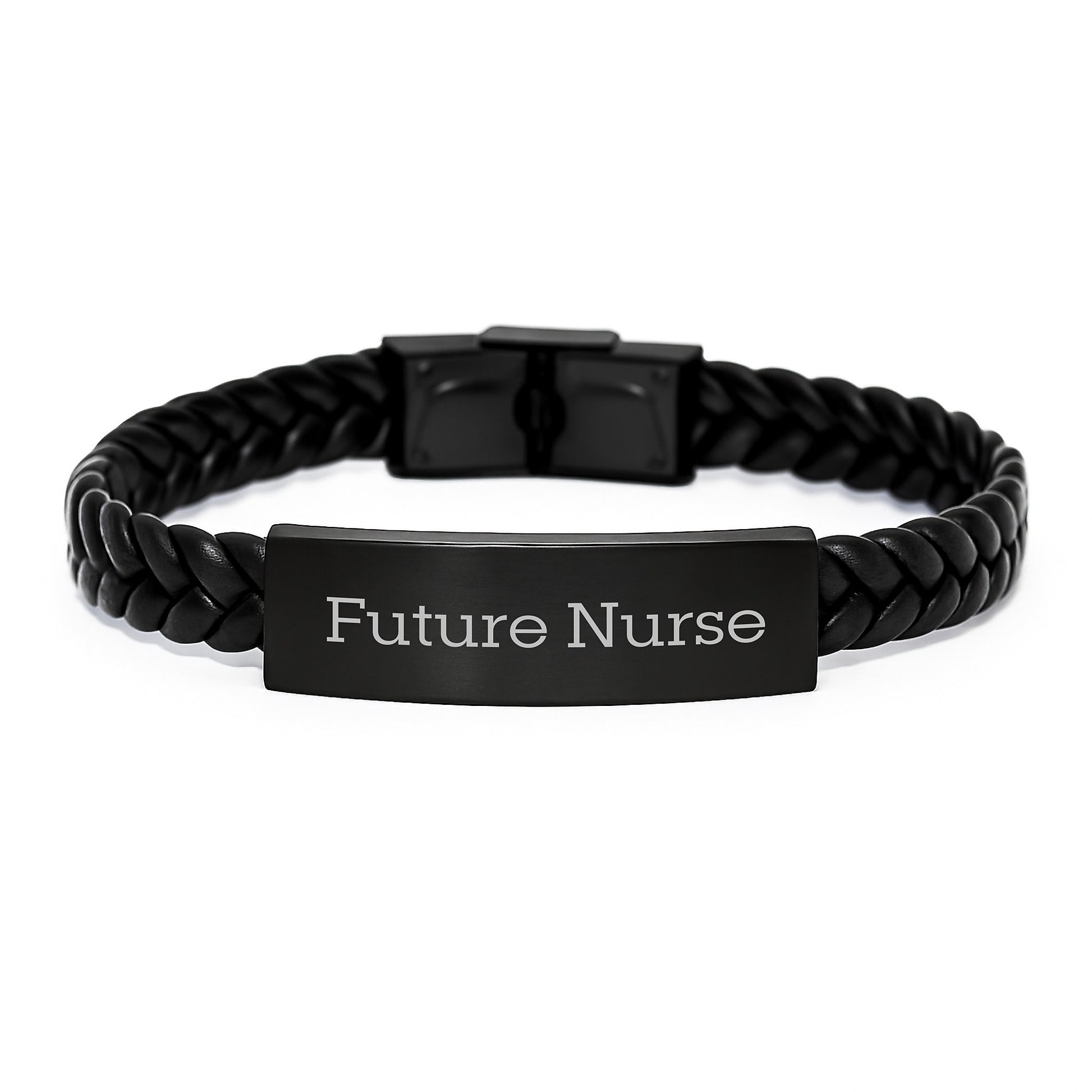 Funny Future Nurse Christmas Unique Gifts from Family Members - Interlaced Leather Nurse Bracelet for Men and Women - Stainless Steel and PU Leather Engraved - Image 1