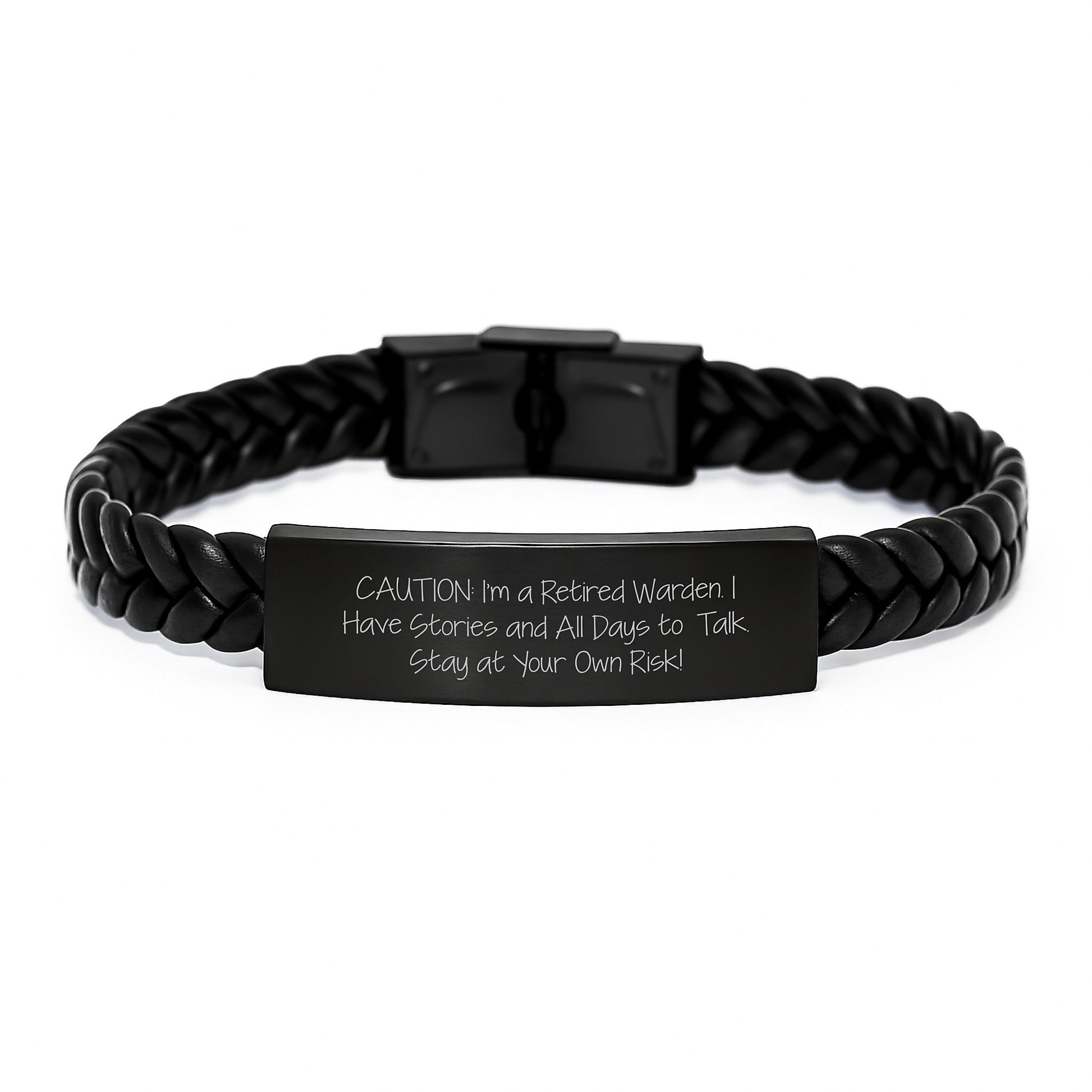 Funny Warden Interlaced Leather Bracelet, A Gift from Friends to Warden, Christmas Unique Presents for Men - Image 1