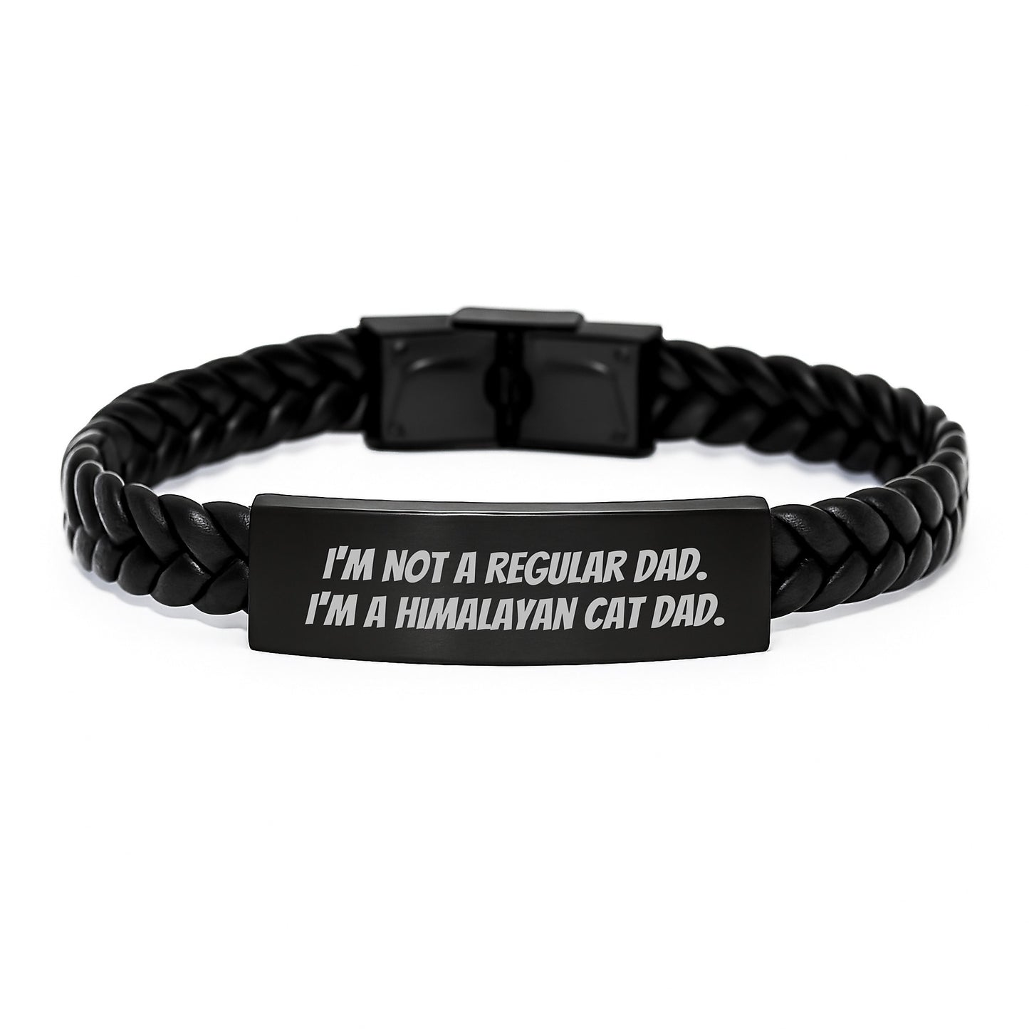 Himalayan Cat Dad Gifts, Funny Quote Interlaced Leather Bracelet, Birthday Unique Gifts from Dad to Friends, Family, Coworkers - Image 1