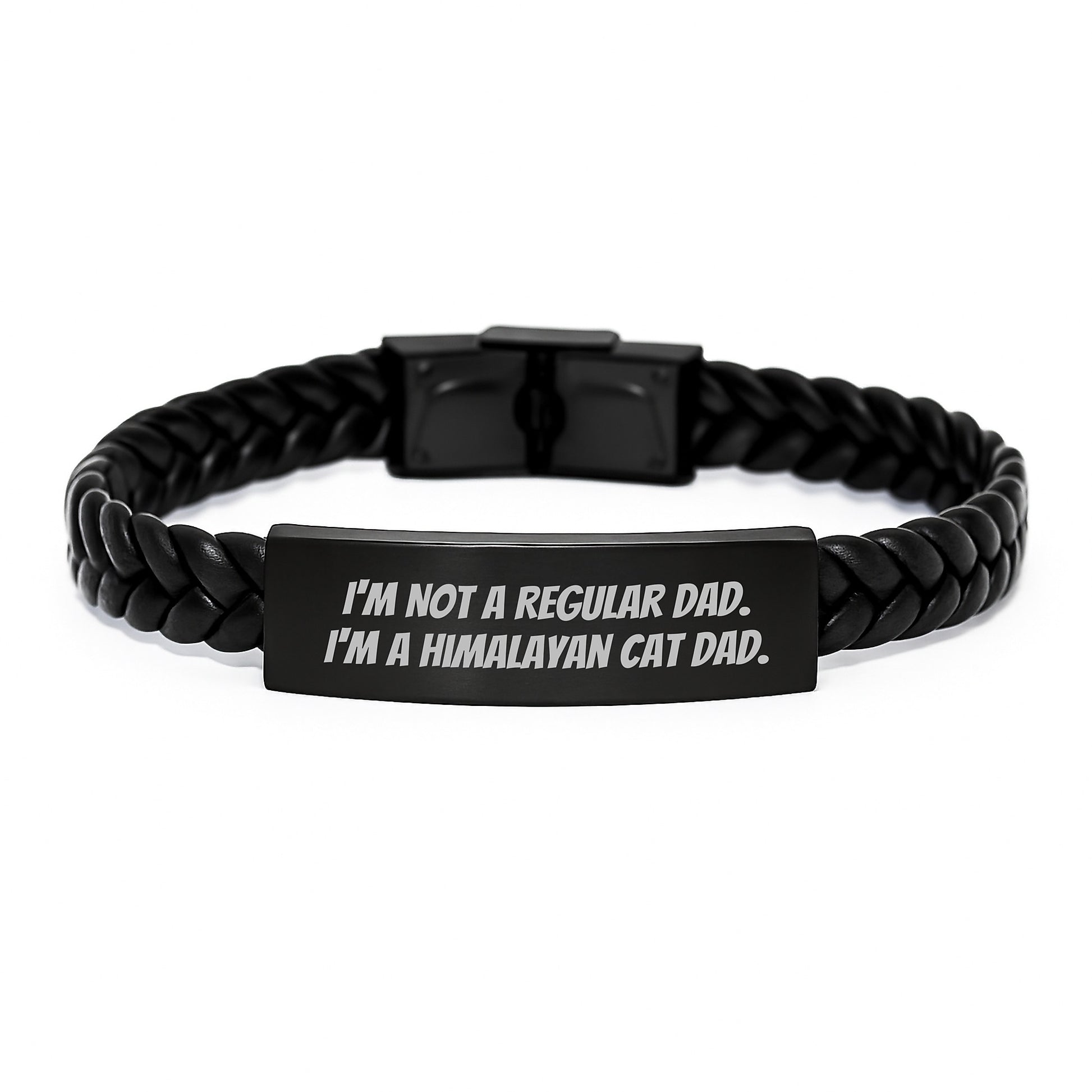 Himalayan Cat Dad Gifts, Funny Quote Interlaced Leather Bracelet, Birthday Unique Gifts from Dad to Friends, Family, Coworkers - Image 1