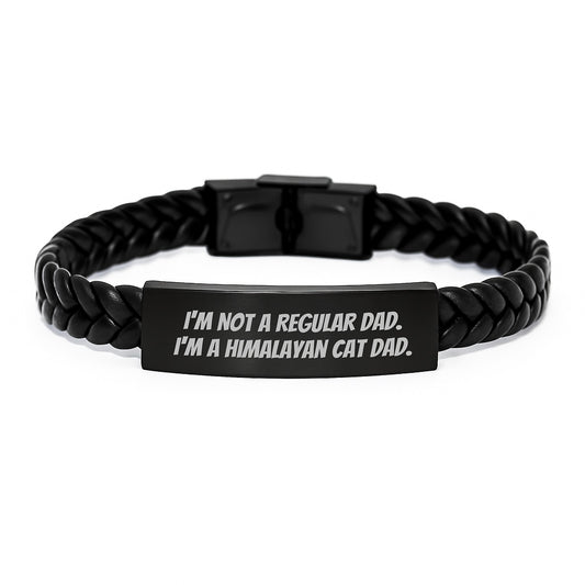 Himalayan Cat Dad Gifts, Funny Quote Interlaced Leather Bracelet, Birthday Unique Gifts from Dad to Friends, Family, Coworkers - Image 1