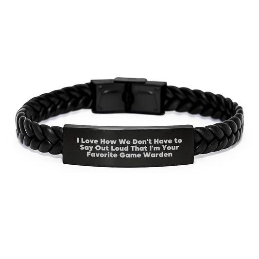 Funny Game Warden Gifts - Interlaced Leather Bracelet for Men - Christmas Unique Gifts from Family to Game Warden - Image 1