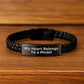 Model Enthusiasts' Heart Belongs Funny Gift Interlaced Leather Braces, Gifts from Friends for Model, Birthday Unique Presents, My Heart Belongs To A Model Quote - Image 2