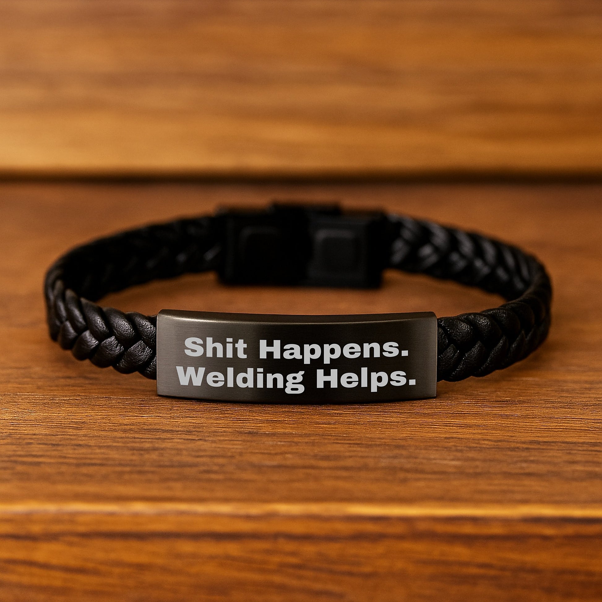 Welding Gifts for Men from Friends - Funny Interlaced Leather Bracelet with Stainless Steel for Graduation - Image 2