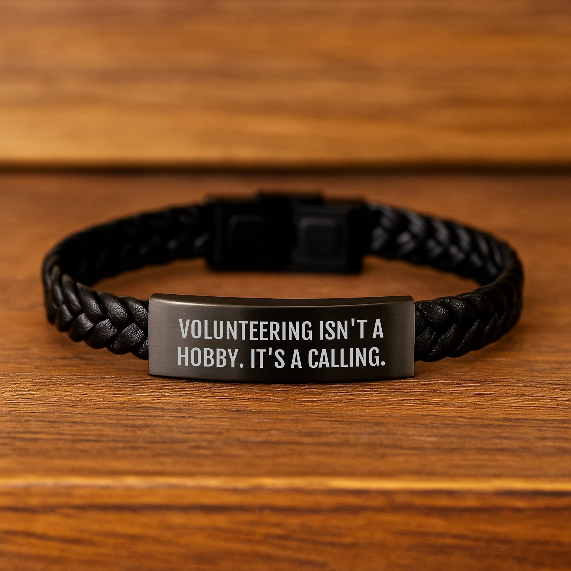 Volunteering Gifts from Friends - Inspiring Interlaced Leather Bracelet, Birthday Unique Presents for Volunteering Enthusiasts, 'Volunteering Isn't A Hobby. It's A Calling.' Quote - Image 2