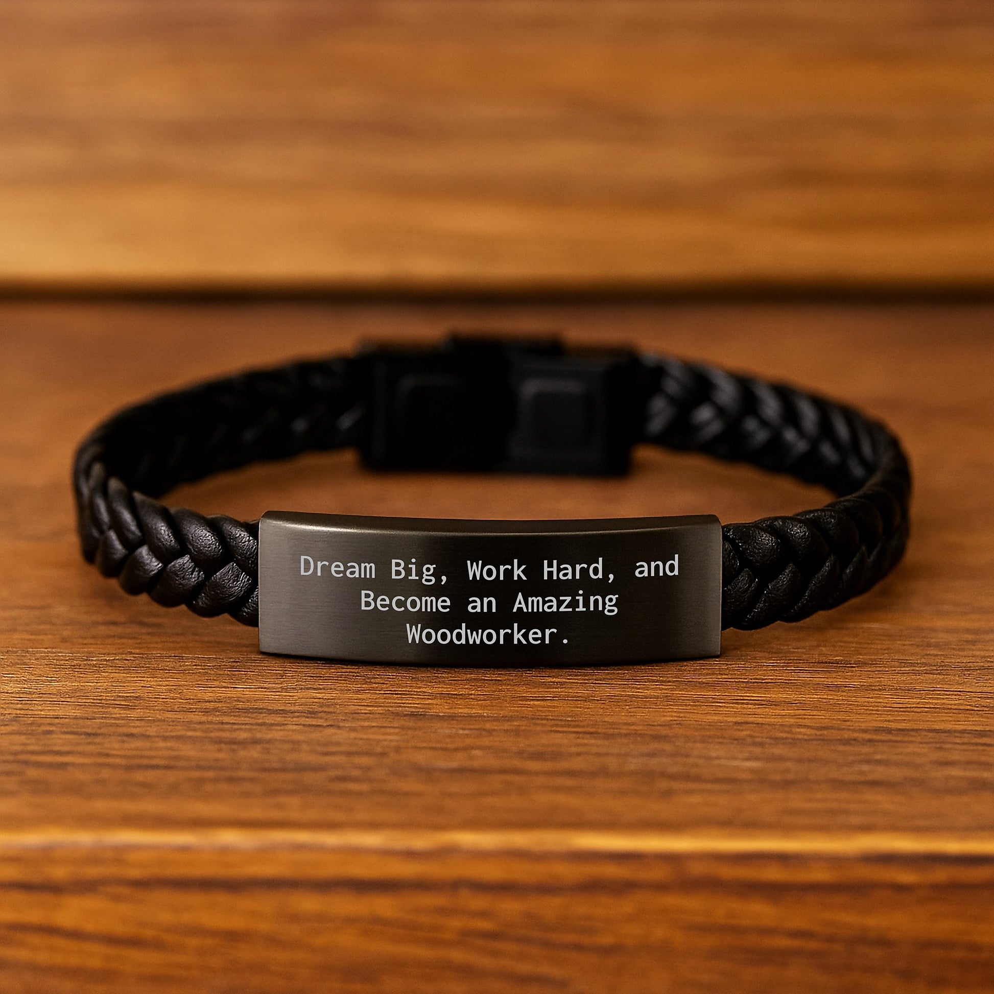 Woodworker Inspirational Gifts - Interlaced Leather Bracelet for Men Women Friends Family, Dream Big Work Hard and Become Amazing, Graduation Unique Gifts from Friends - Image 2