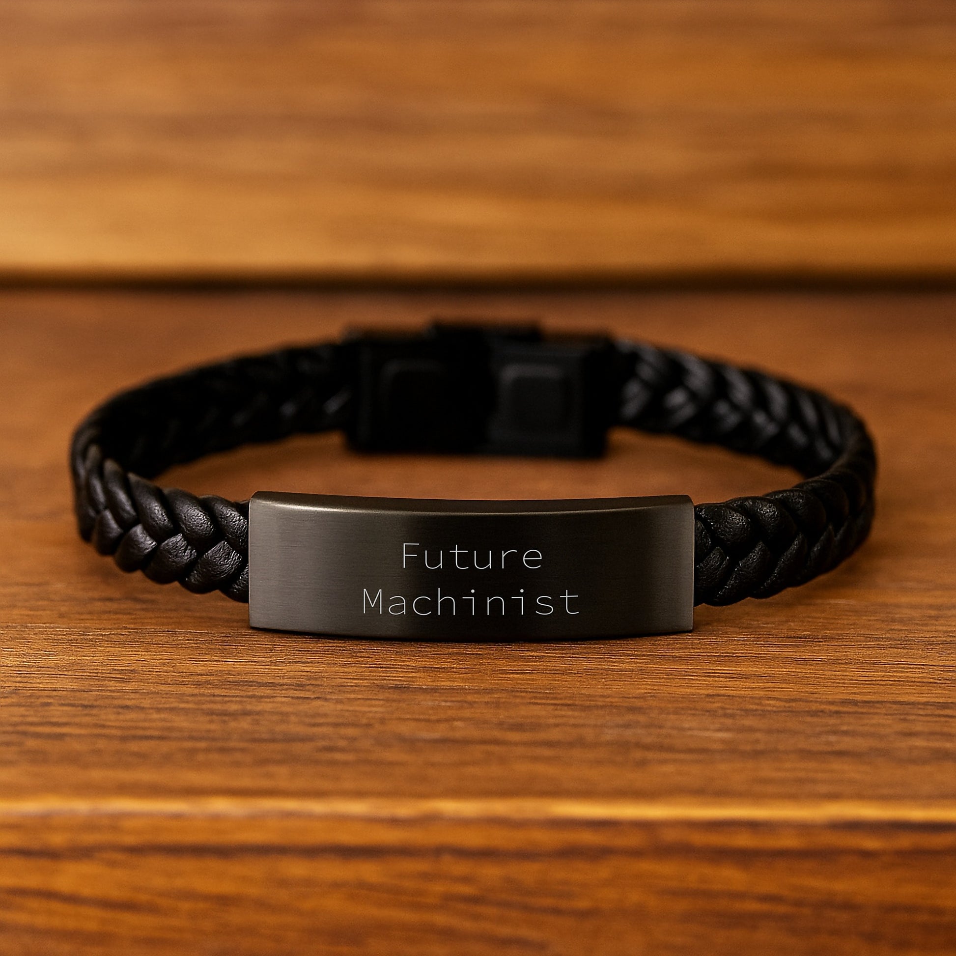Funny Machinist Gifts for Men from Friends, Unique Interlaced Leather Bracelet with Future Machinist Quote, Stainless Steel and PU Leather, Perfect for Christmas Unique Gifts - Image 2