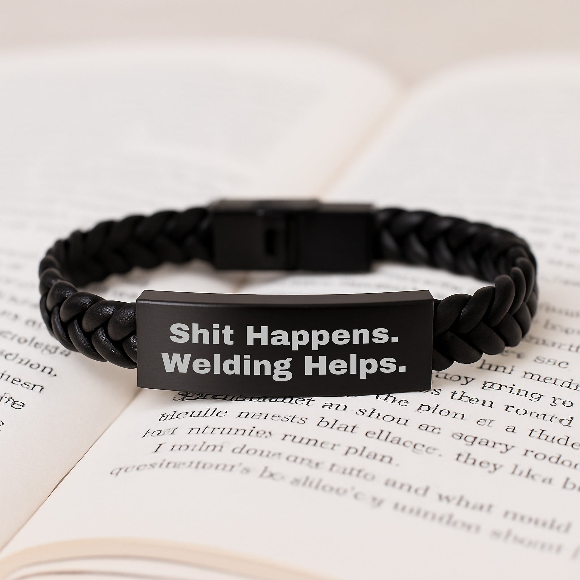 Welding Gifts for Men from Friends - Funny Interlaced Leather Bracelet with Stainless Steel for Graduation - Image 3