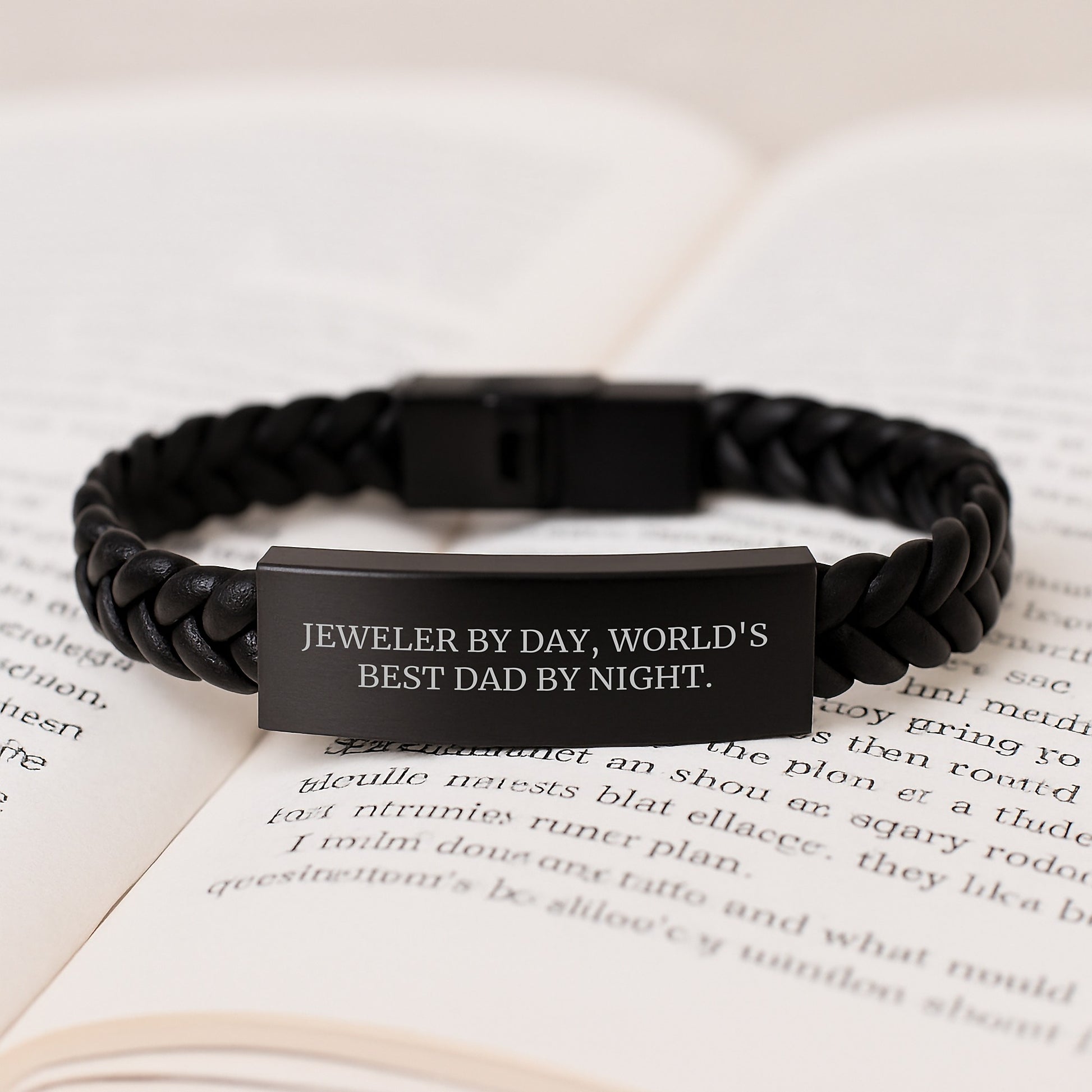Jeweler By Day, World's Best Dad By Night. Interlaced Leather Bracel Gifts from Men to Jeweler Graduation Unique Jewelry - Image 3