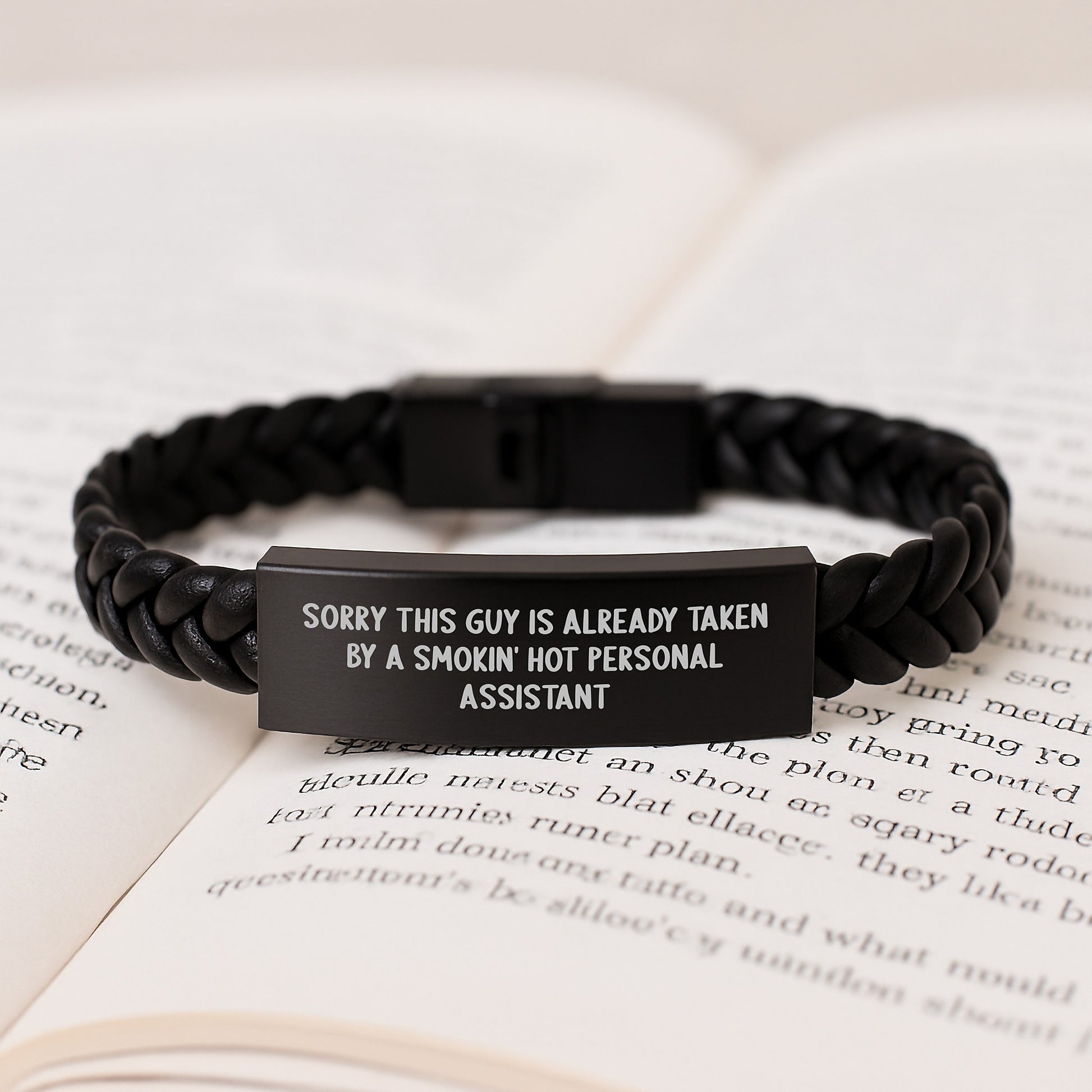 Funny Personal Assistant Gifts, Sorry This Guy Is Already Taken By A Smokin' Hot Interlaced Leather Bracelet for Birthday Men Gifts from Family - Image 3