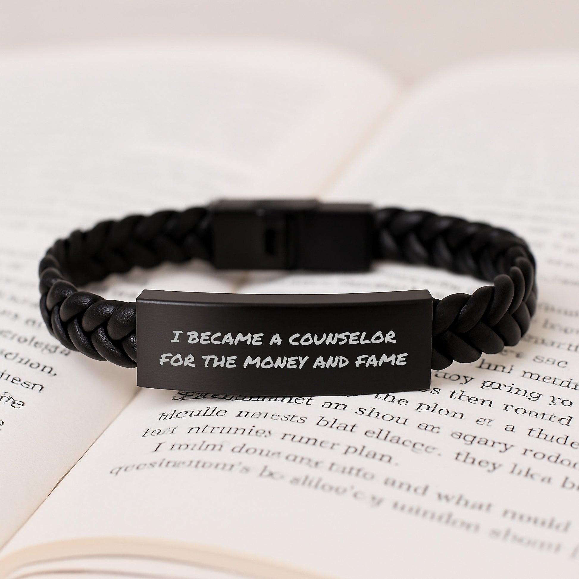 Counselor Gifts For Men - Inspirational Graduation Interlaced Leather Bracelets From Friends For Counselors - I Became A Counselor For The Money And Fame - Image 3