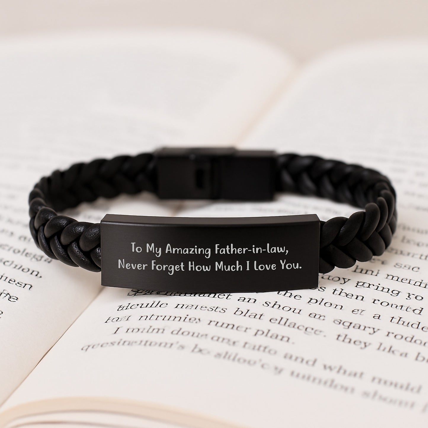Personalized Interlaced Leather Bracelet Gifts for Father-in-law from Son, Funny Quote 'To My Amazing Father-in-law, Never Forget How Much I Love You.' - Christmas Unique Gifts - Image 3