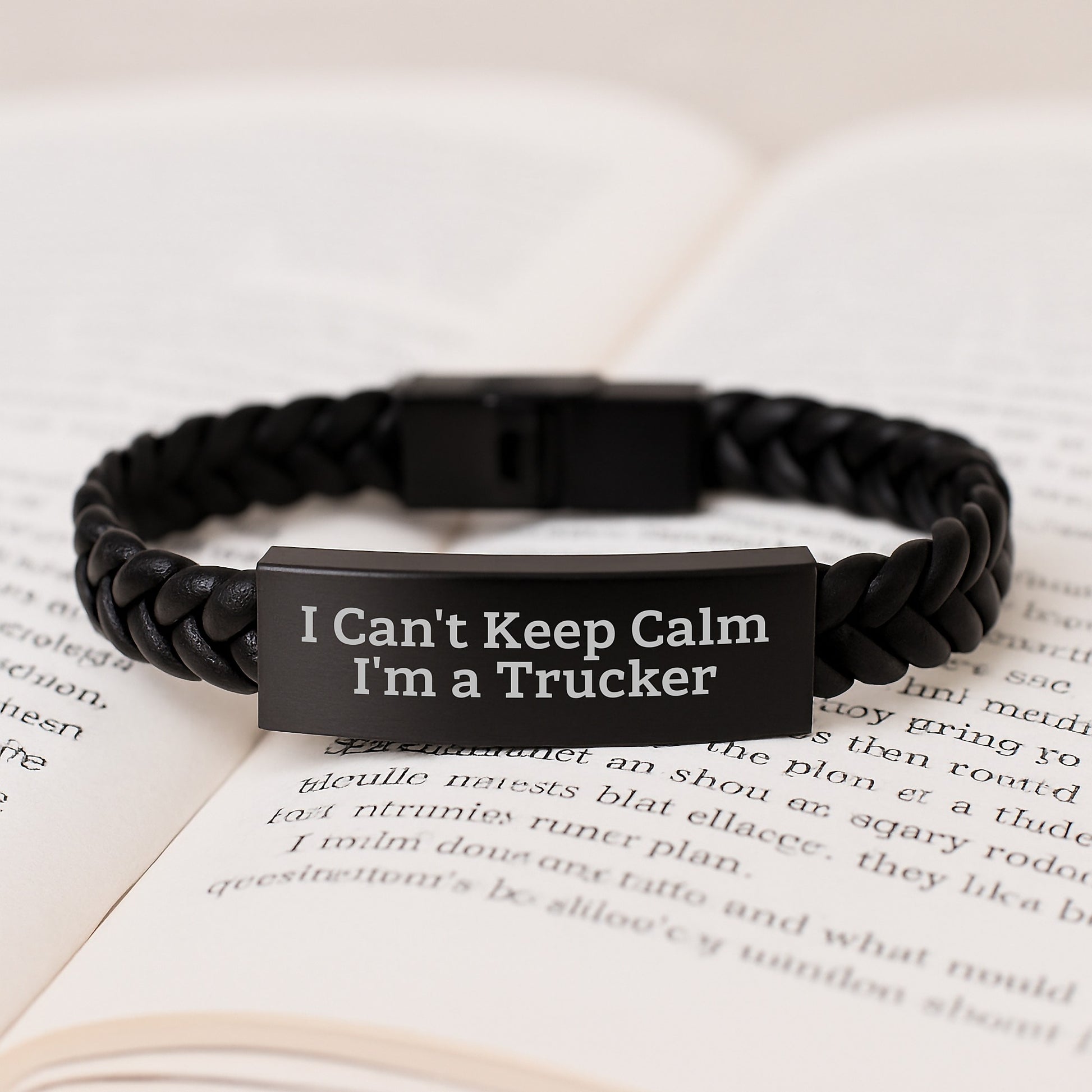 Funny Trucker Gifts for Men - 'I Can't Keep Calm I'm A Trucker' Interlaced Leather Bracelet with Stainless Steel and PU Leather, Gifts from Friends, Family, Coworkers, Perfect for Graduation - Image 3
