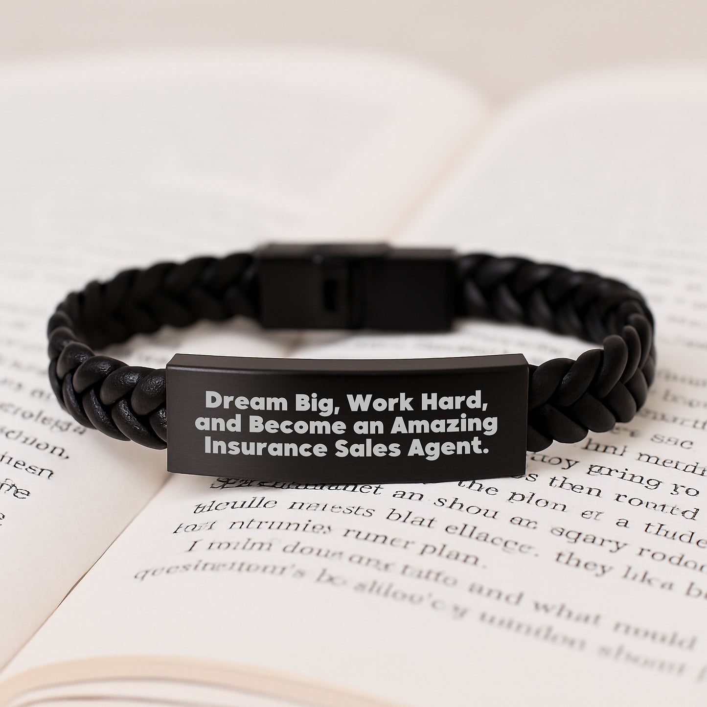Inspirational Insurance Sales Agent Gifts, Dream Big Work Hard Interlaced Leather Bracelet for Birthday from Coworkers, Friends to Insurance Sales Agent - 'Dream Big Work Hard' - Image 3