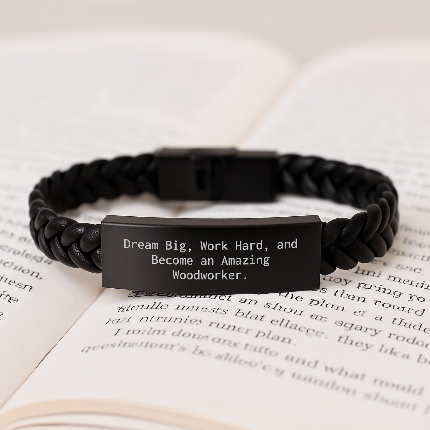 Woodworker Inspirational Gifts - Interlaced Leather Bracelet for Men Women Friends Family, Dream Big Work Hard and Become Amazing, Graduation Unique Gifts from Friends - Image 3