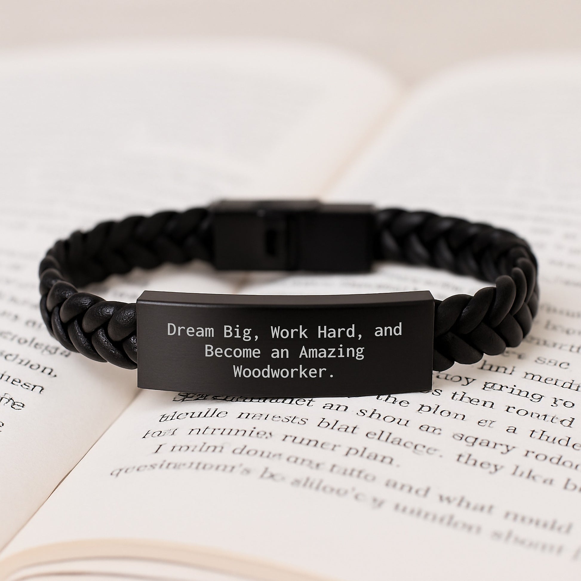 Woodworker Inspirational Gifts - Interlaced Leather Bracelet for Men Women Friends Family, Dream Big Work Hard and Become Amazing, Graduation Unique Gifts from Friends - Image 3