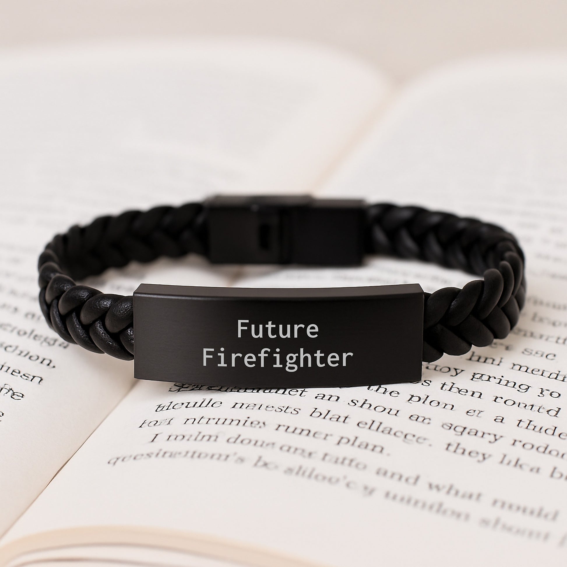Funny Future Firefighter Inspirational Interlaced Leather Bracelet Gifts from Men to Firefighter Friends on Christmas - Image 3
