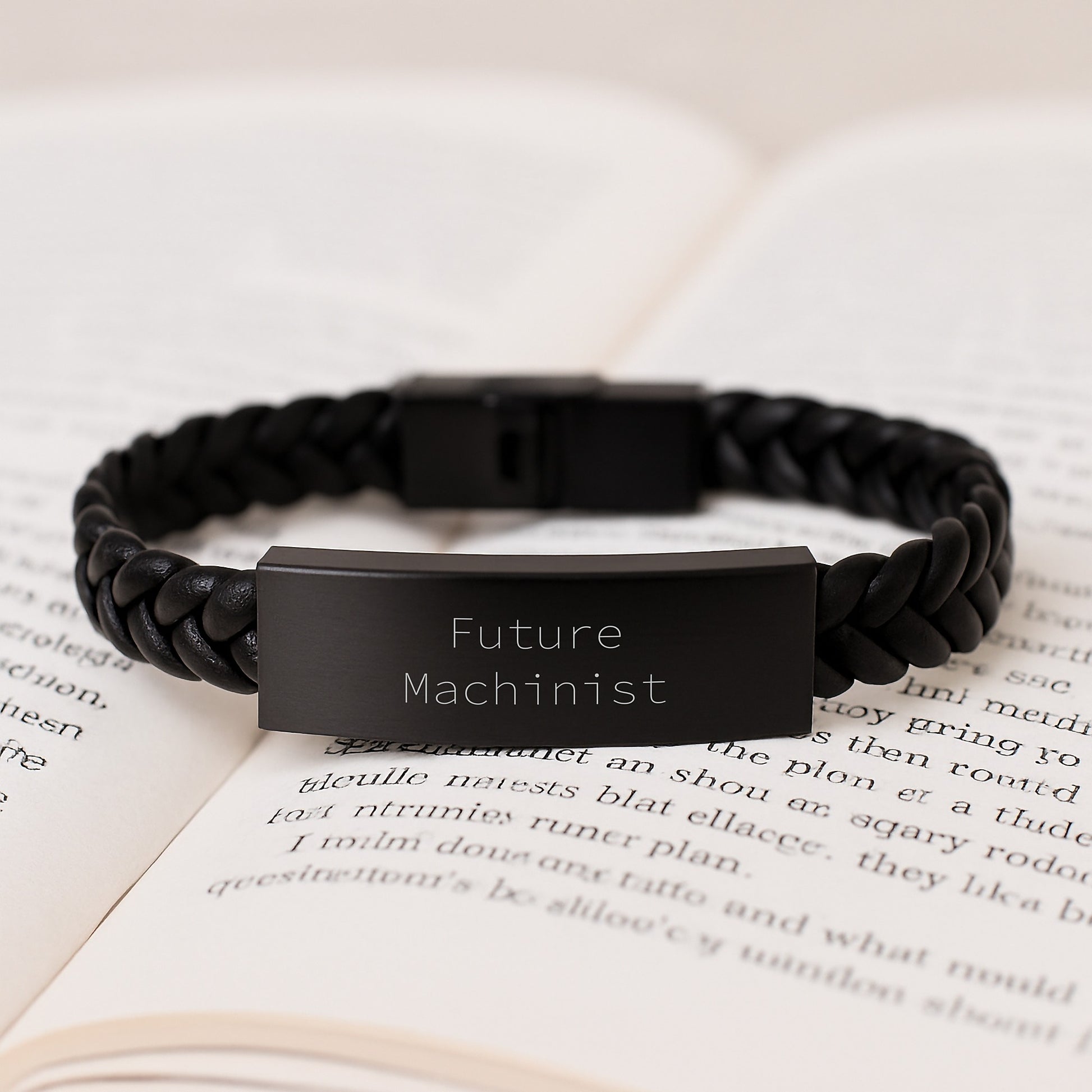 Funny Machinist Gifts for Men from Friends, Unique Interlaced Leather Bracelet with Future Machinist Quote, Stainless Steel and PU Leather, Perfect for Christmas Unique Gifts - Image 3
