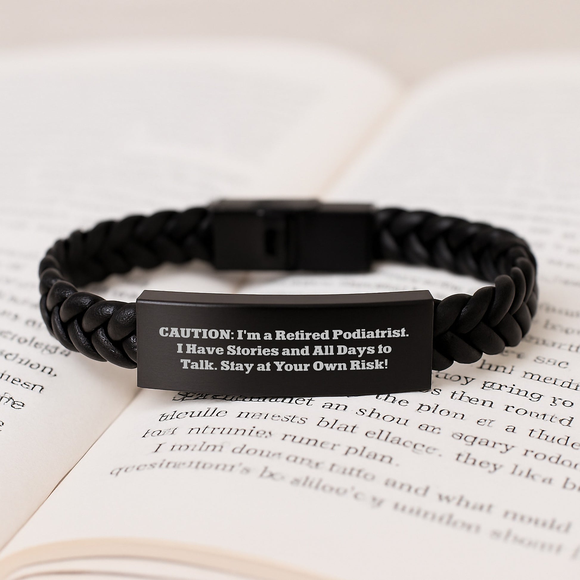 Podiatrist Gifts, Stay at Your Own Risk! Interlaced Leather Bracelet for Graduation, Funny Quote, Gifts from Friends, Gifts for Podiatrist - Image 3