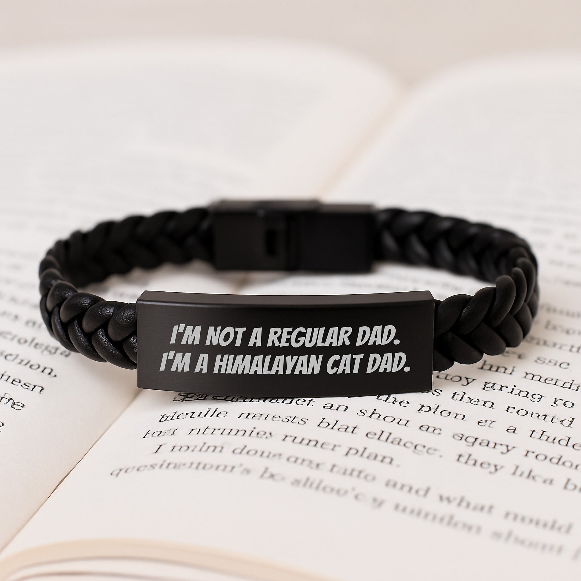 Himalayan Cat Dad Gifts, Funny Quote Interlaced Leather Bracelet, Birthday Unique Gifts from Dad to Friends, Family, Coworkers - Image 3