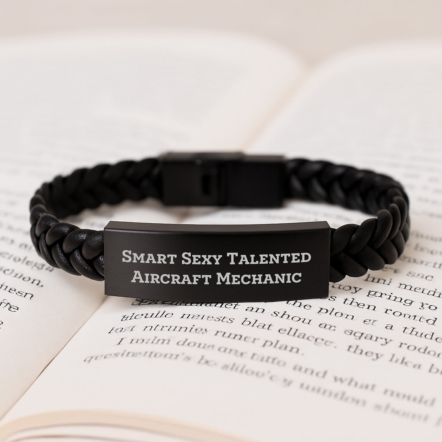 Smart Sexy Talented Aircraft Mechanic Gifts - Interlaced Leather Birthday Jewelry, 'Smart Sexy Talented' Quote Engraved Stainless Steel, PU Leather, Gifts from Friends to Aircraft Mechanic - Image 3