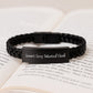 Smart Sexy Talented Clerk Interlaced Leather Birthday Unique Gifts, Engraved Stainless Steel, Gifts from Friends for Clerk, Unique Men's Accessories - Image 3