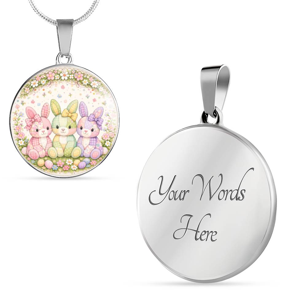 Floral Bunny Necklace or Keychain, Easter Bunny Trio Jewelry, Pastel Rabbit Pendant, Easter Basket Stuffer Gift for Teen Girl