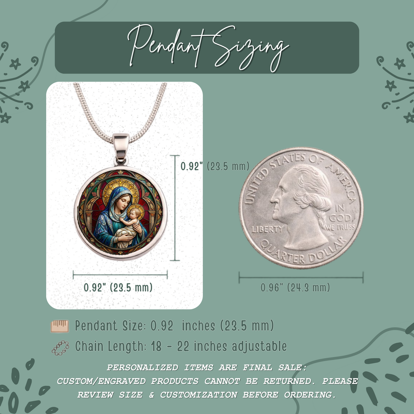 Mary and Baby Jesus Necklace or Keychain, Catholic Necklace, Virgin Mary Jewelry, Religious Keepsake Gift