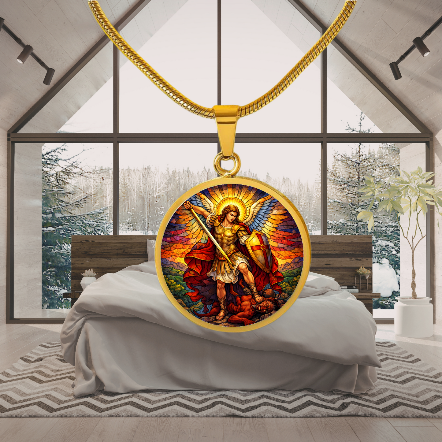 Archangel Michael Necklace or Keychain, Saint Michael Protection Jewelry, Catholic Warrior Angel Pendant Gift