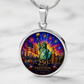 250 Years of Freedom Necklace or Keychain Stained Glass Style Statue of Liberty Independence Hall Patriotic USA Commemorative Limited Edition